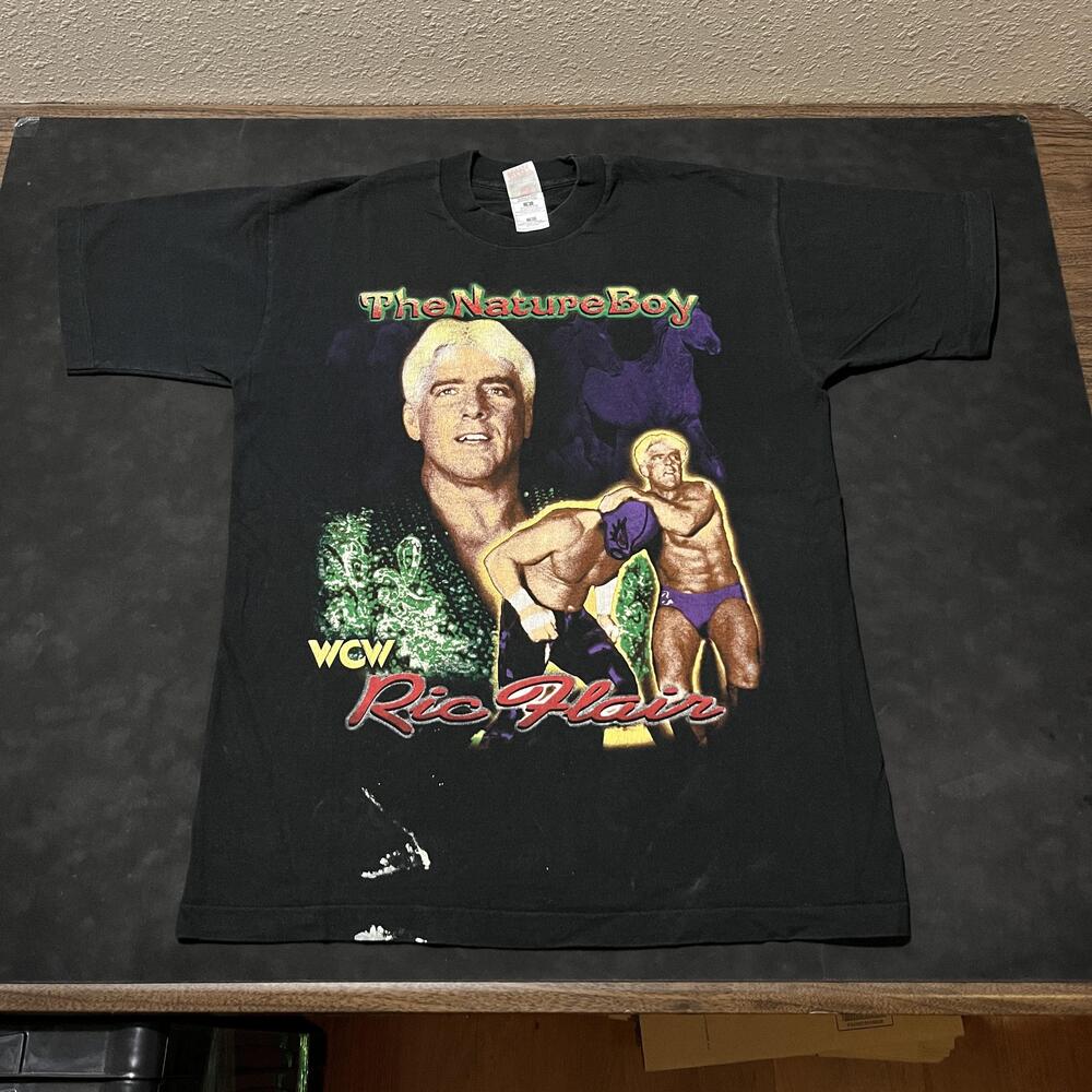 Vintage Ric Flair Graphic Shirt Mens Large Black WCW Wrestling Nature Boy 90s